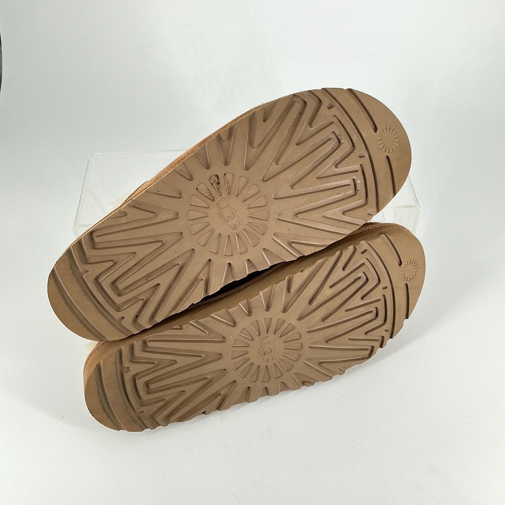 UGG Womens Size 11 Open Toe Chestnut Suede Sheepskin Slides Greenport Slippers - Picture 8 of 11